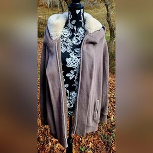 Gap Warm and Cozy Hooded Sweatshirt Jacket with Faux Fur Trim